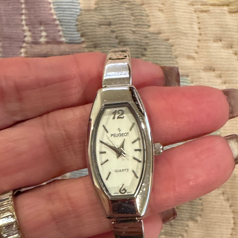 Peugeot Silver and Ivory Ladies Tonneau Watch
